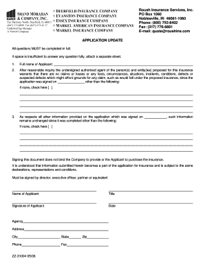 Insurance Application Update Form