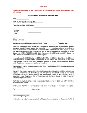 AMFI Self Certification Declaration Form