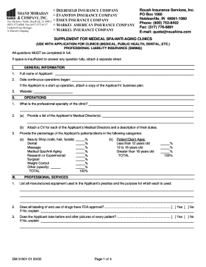 Medical Spa Professional Liability Insurance Application
