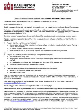 Council Tax Disregard Discount Application Form