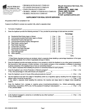 Real Estate Services Insurance Supplement