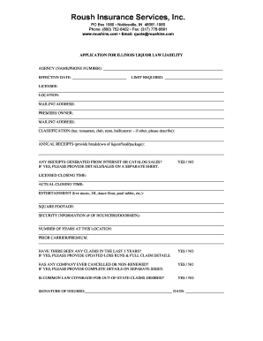 Illinois Liquor Law Liability Application