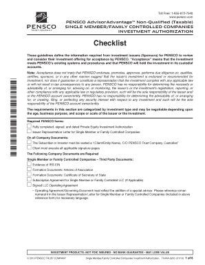 PENSCO Non-Qualified Investment Authorization