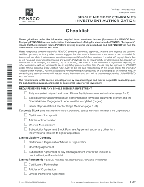 Single Member Companies Investment Authorization