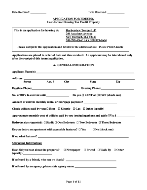 Low-Income Housing Tax Credit Application