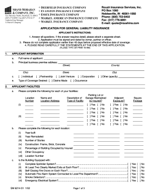 Application for General Liability Insurance
