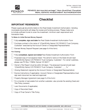 PENSCO Real Estate Investment Authorization