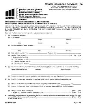 Application for Medical Student Professional Liability Insurance