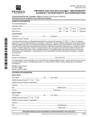 PENSCO Secondary Market Investment Authorization