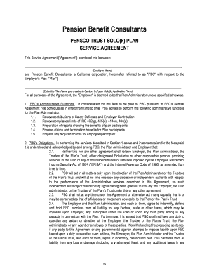 PENSCO TRUST SOLO(k) PLAN Service Agreement