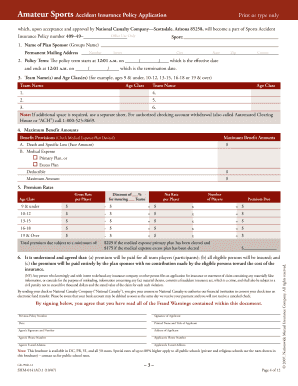 Amateur Sports Accident Insurance Application