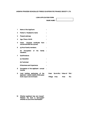 Andhra Pradesh Scheduled Tribes Co-operative Finance Society Loan Application