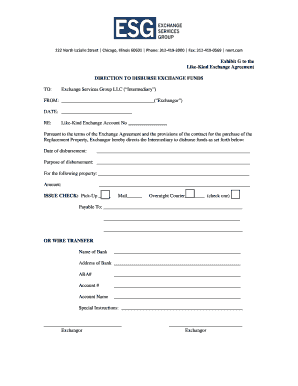 Like-Kind Exchange Fund Disbursement Direction