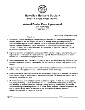 Animal Foster Care Agreement