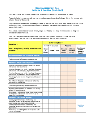 Needs Assessment Tool for Patients & Families