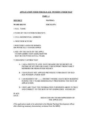 Old Age Pension Application Form