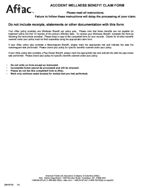 Aflac Accident Wellness Benefit Claim Form