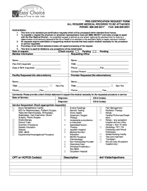 Medicare Pre-Certification Request Form