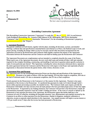 Remodeling Construction Agreement