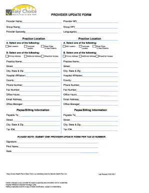 Provider Update Form