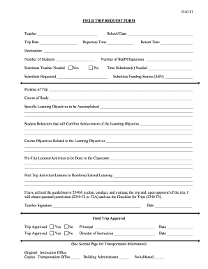 Field Trip Request Form 2340 F1