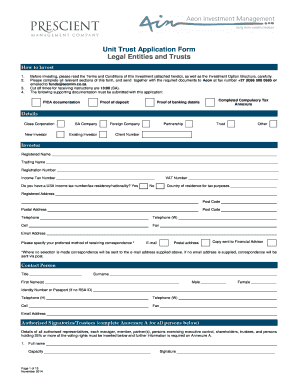 Unit Trust Application Form