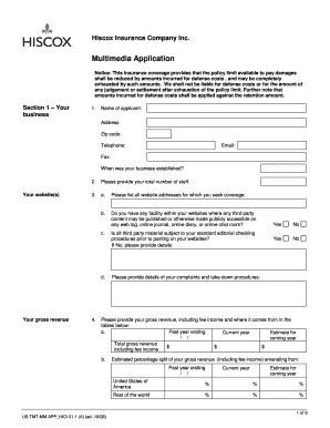 Multimedia Application Insurance Form