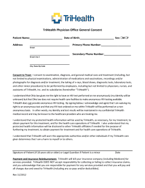 TriHealth Physician Office General Consent