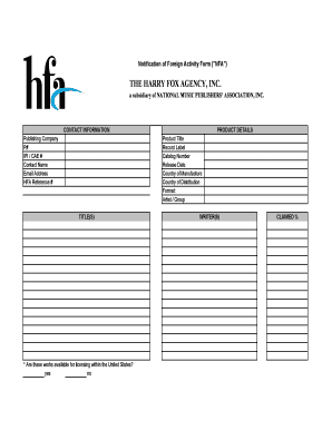 Notification of Foreign Activity Form