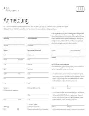 Audi driving experience Anmeldeformular