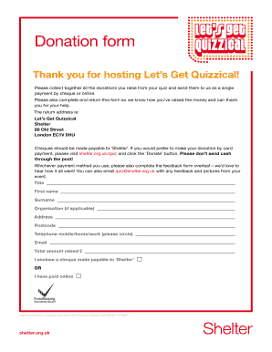Shelter Donation Form