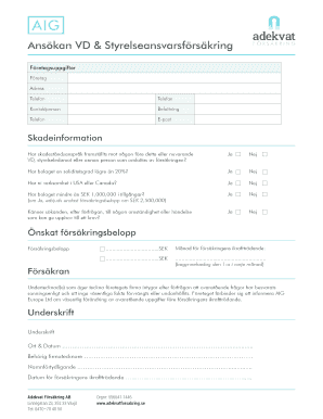 VD & Board Liability Insurance Application
