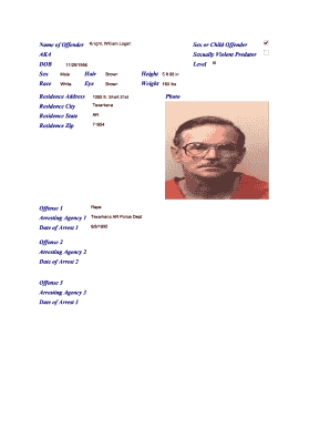 Sex Offender Registration Form
