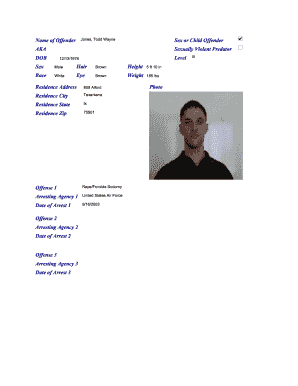 Sex Offender Registration Form