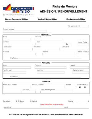 Fiche du Membre