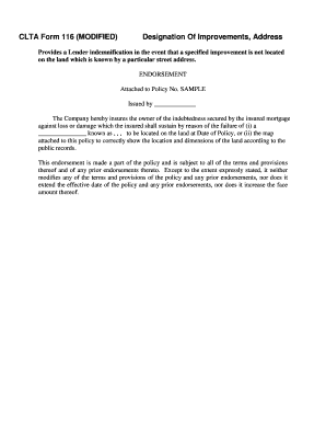 CLTA Form 116 Designation of Improvements