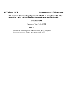 CLTA Form 107.2 Increase Amount Of Insurance