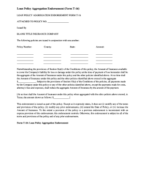 Loan Policy Aggregation Endorsement (Form T-16)