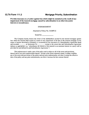 CLTA Form 111.2 Mortgage Priority Subordination