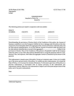ALTA Form 12 Endorsement
