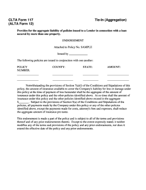 CLTA Form 117 Tie-In Aggregation Endorsement