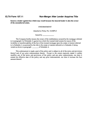 CLTA Form 107.11 Non-Merger Endorsement