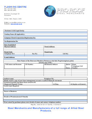 South Africa Credit Application Form