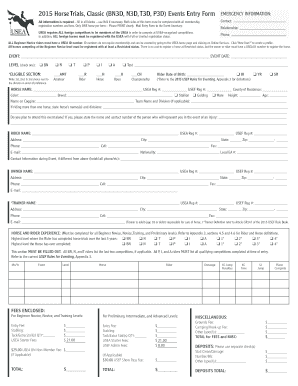 2015 USEA Horse Trials Entry Form