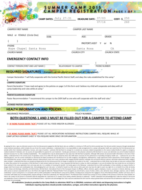 Summer Camp Registration Form