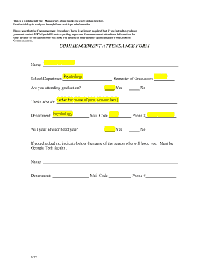 Georgia Tech Commencement Attendance Form