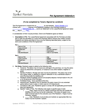 Pet Agreement Addendum