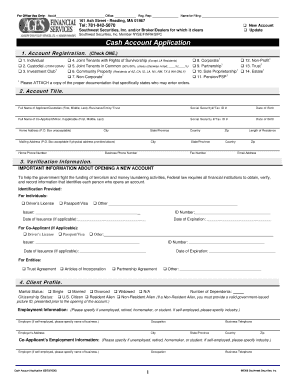 Cash Account Application