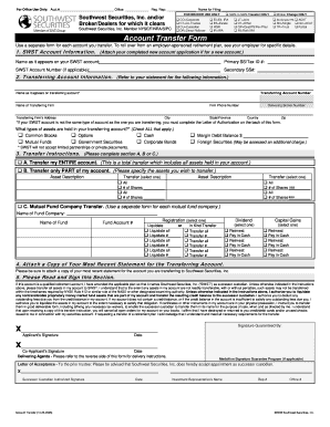 Southwest Securities Account Transfer Form