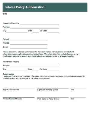 Inforce Policy Authorization Letter